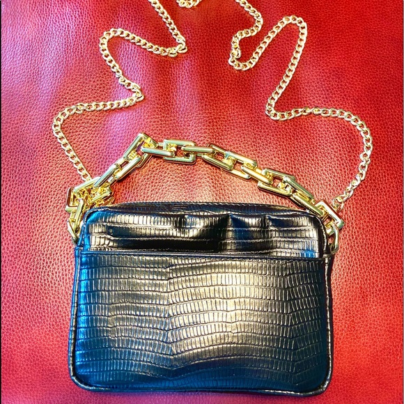 Genuine Leather Black and Gold Handbag Stella Bianca Italy - Picture 10 of 17